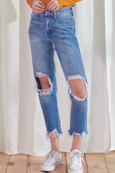 Wyatt Distressed Mom Jeans