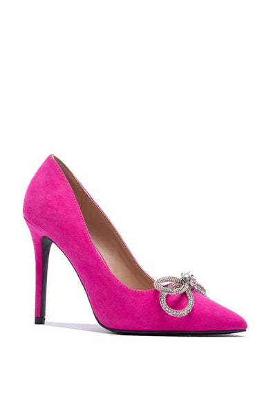 Crystal Bow Heels in Pink