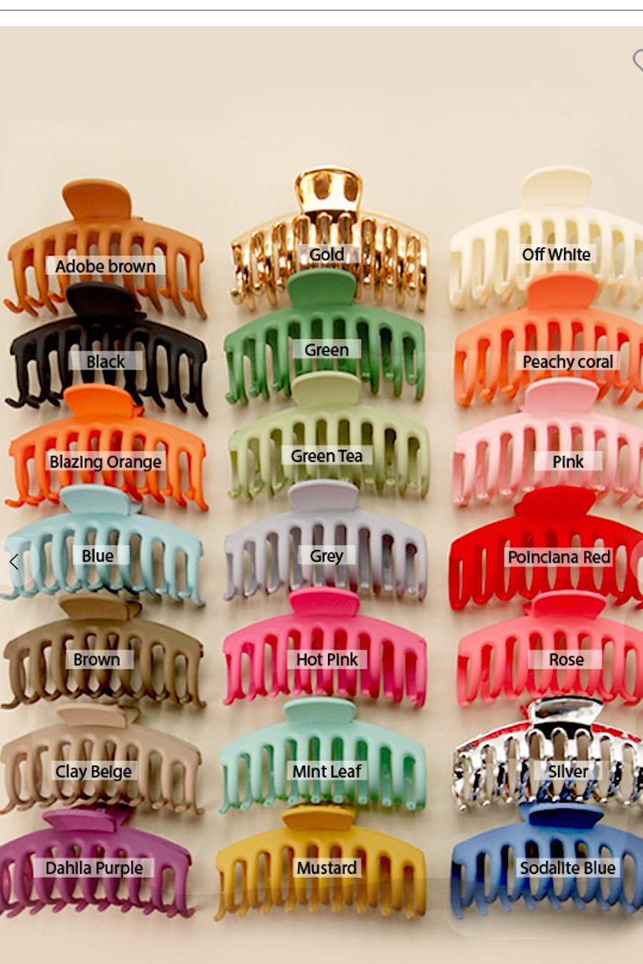 Jumbo Hair Claw Clip in Sev Colors