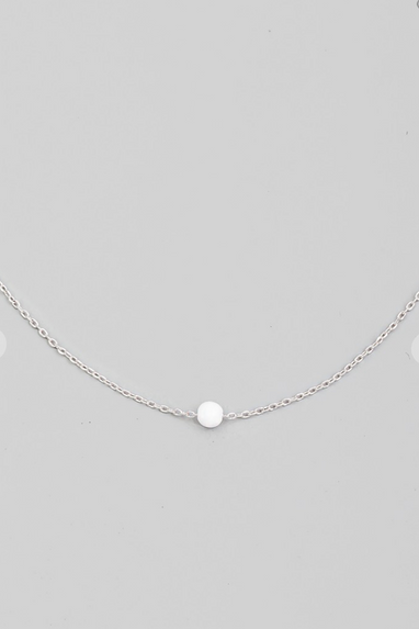Dainty Opal Chain Necklace in Gold or Silver