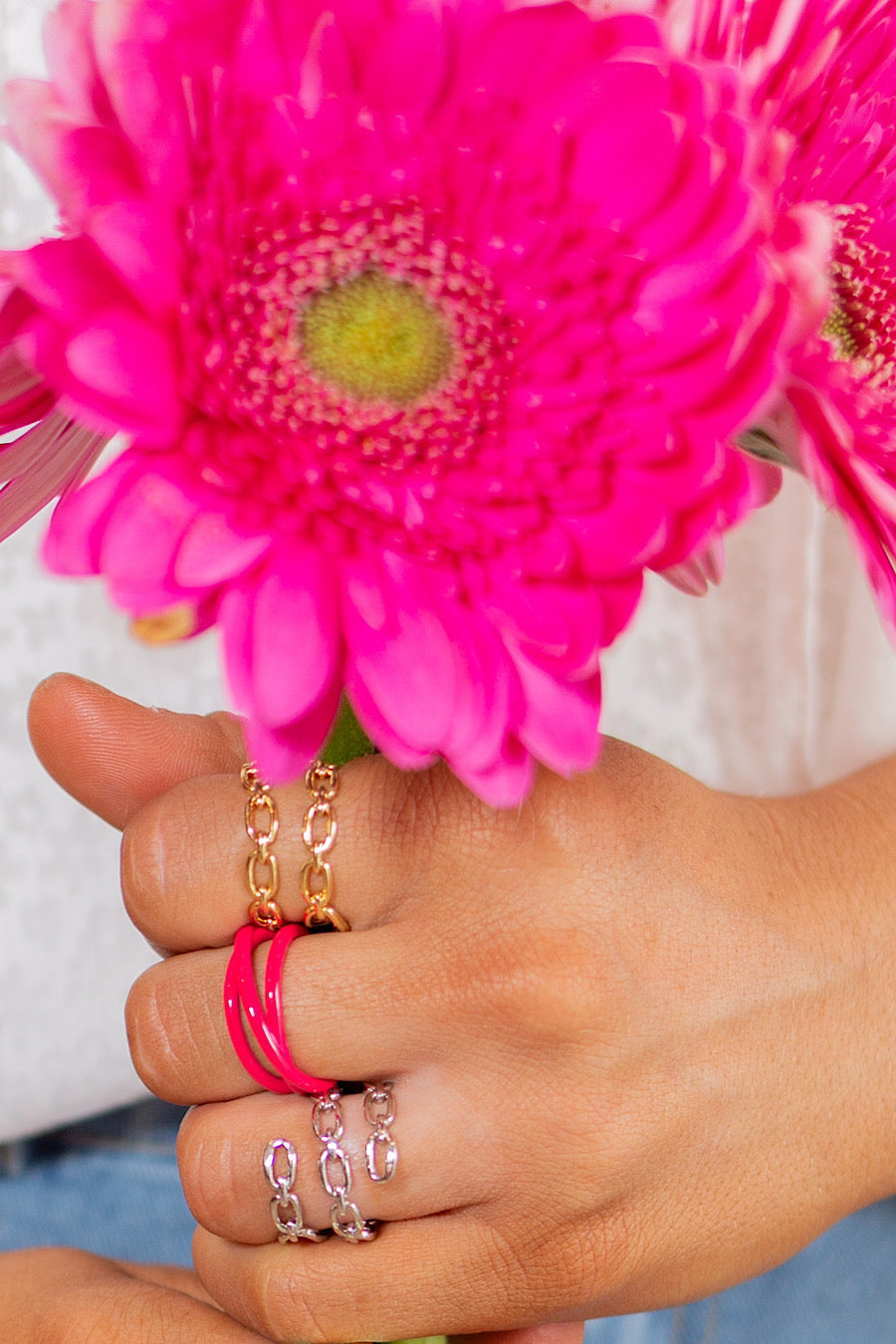 Hot Pink Twisted Band Ring