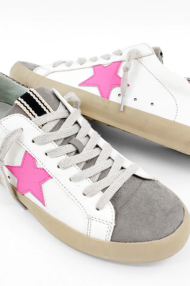 Paris Star Sneakers in Grey & Pink