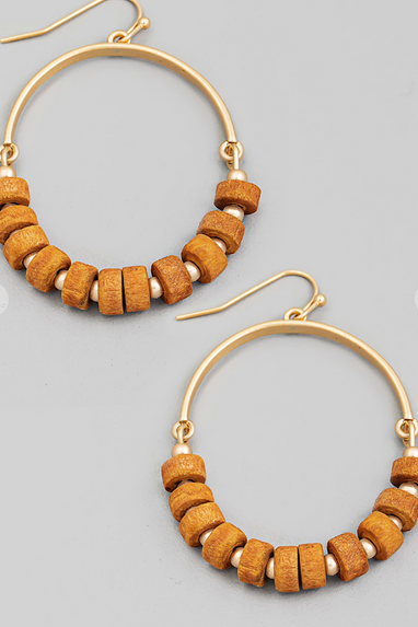 Natural Beaded Circle Earrings