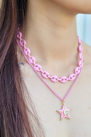 Mariner Pink Enamel Necklace