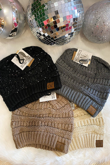 CC Sequin Ponytail Beanie in Several Colors!