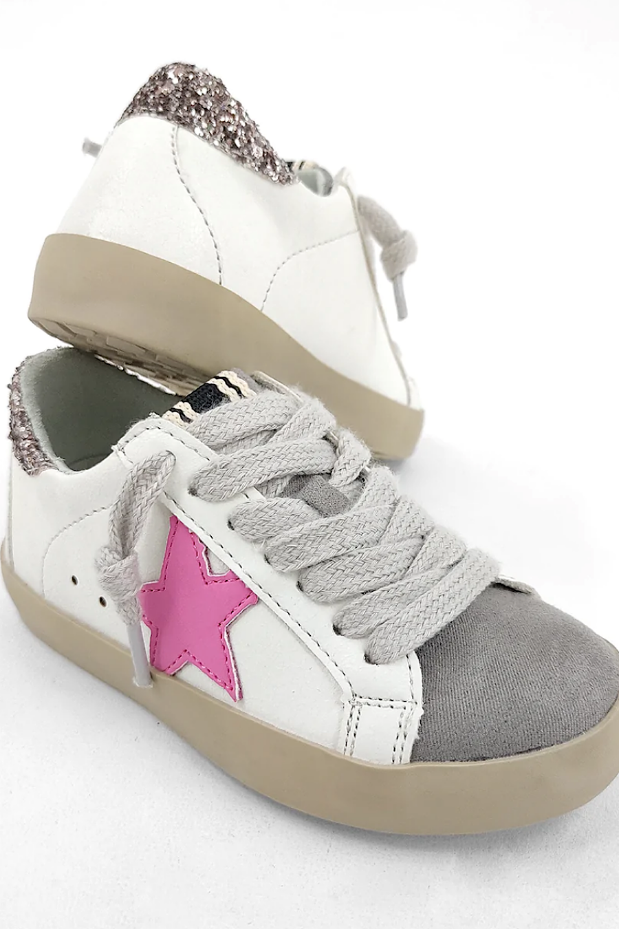 Toddler Paris Sneakers in Grey & Pink