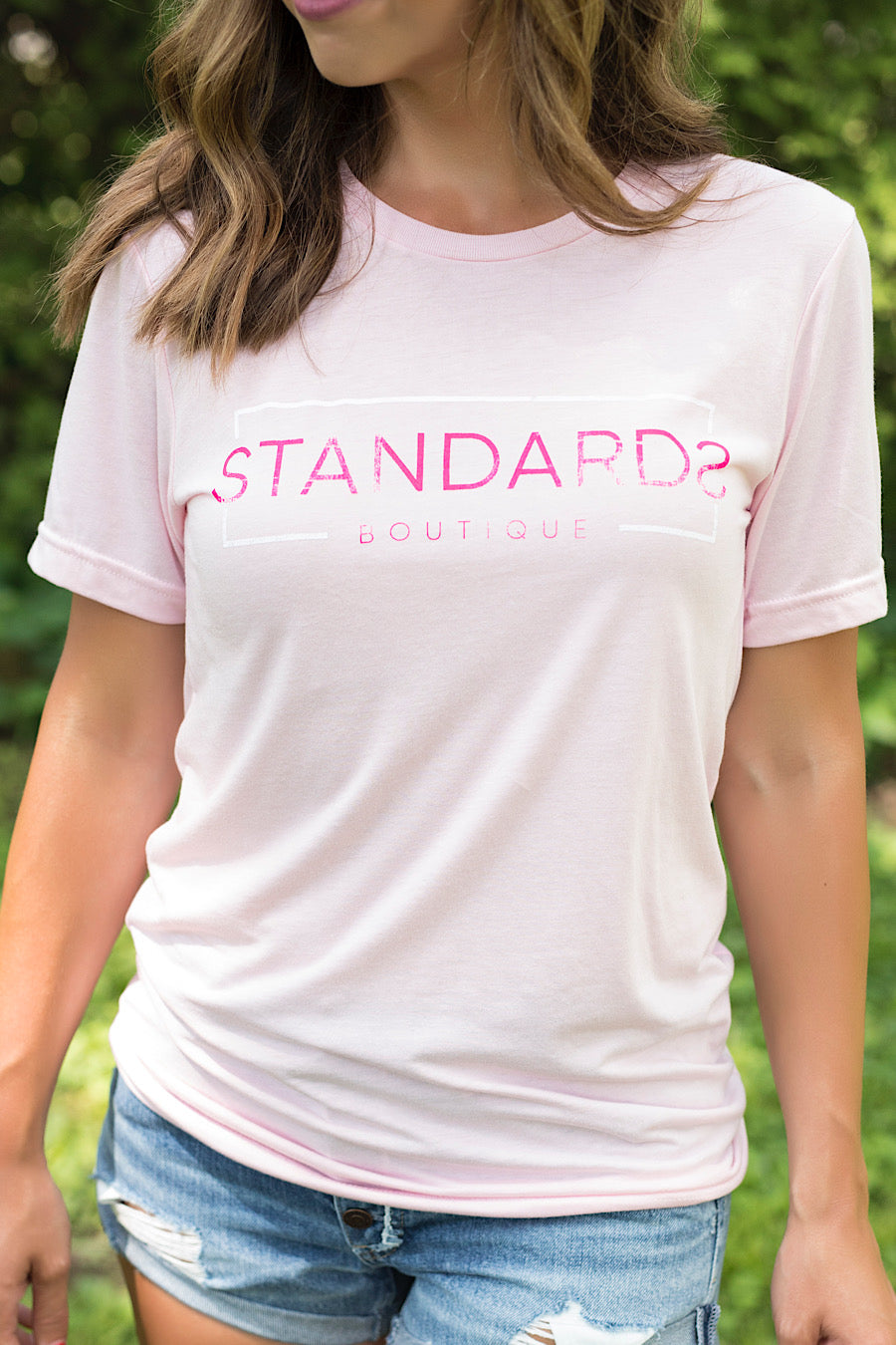 Standards Logo Crew Neck Tee in Blush