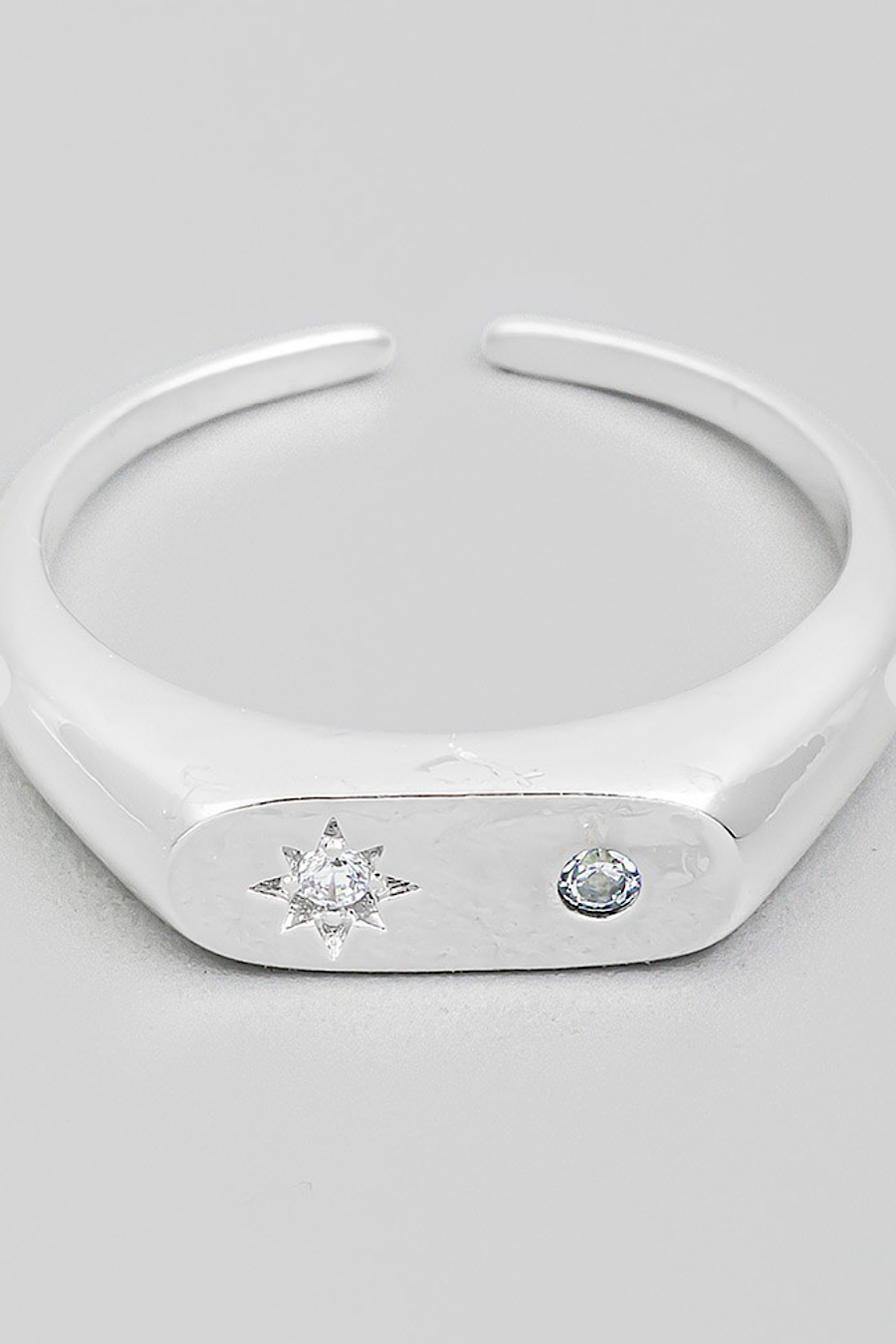 Star &amp; Stud Ring in Silver or Gold