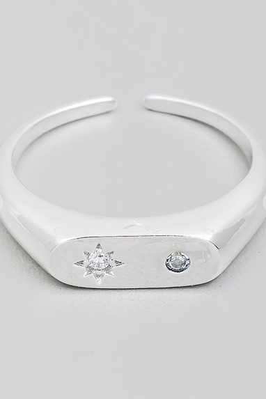 Star & Stud Ring in Silver or Gold