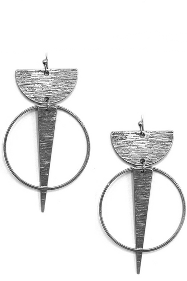 Silver Geometric Hoop & Bar Earrings