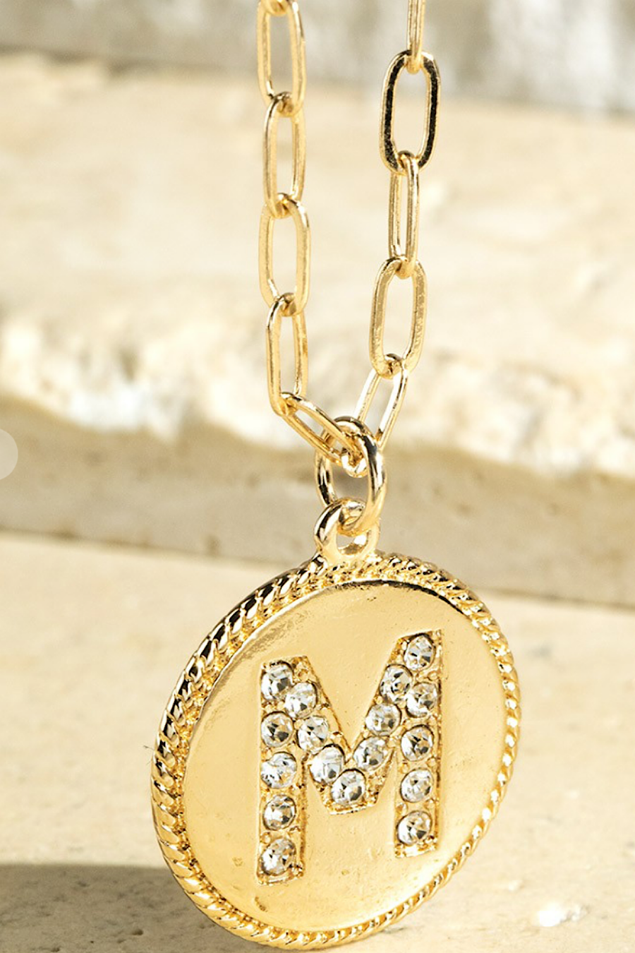 Crystal Initial Necklace Gold