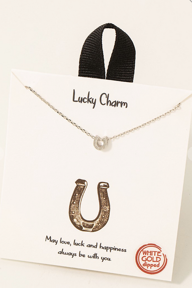 Horseshoe Lucky Charm Necklace in Gold or Silver