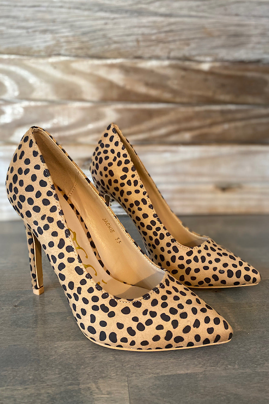 Public Desire Wide Fit Zion leopard print flare heel pumps with embellished  front detail | ASOS