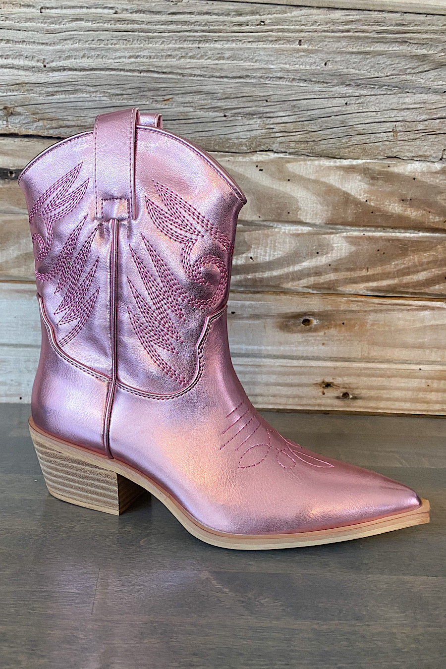 Metallic Pink Zahara Cowboy Boots