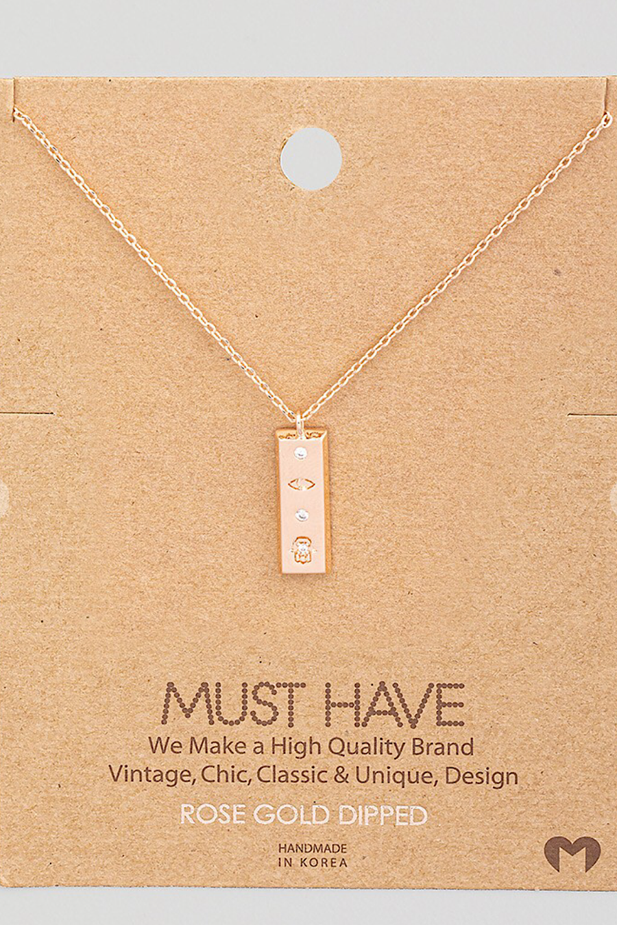 Rectangle Pendant Necklace in Rose Gold