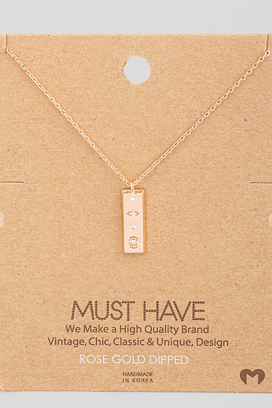 Rectangle Pendant Necklace in Rose Gold