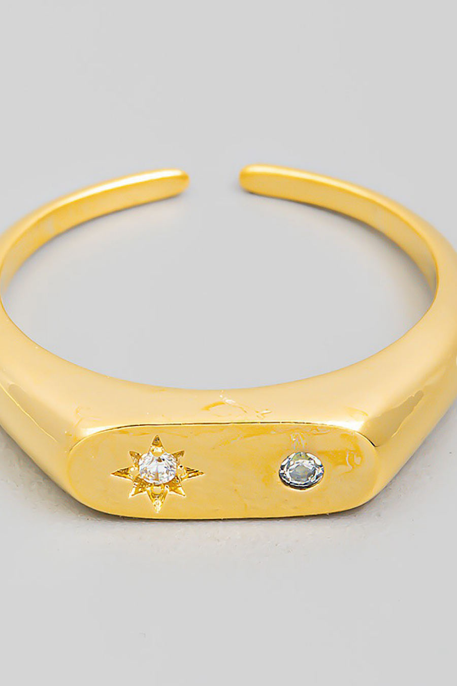 Star &amp; Stud Ring in Silver or Gold