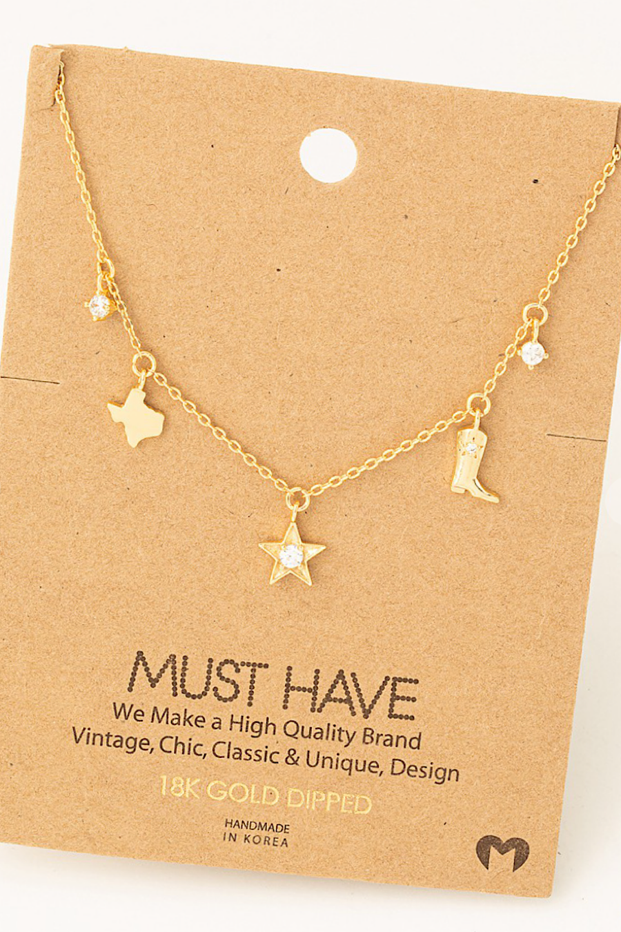 Texas Star Boots Necklace