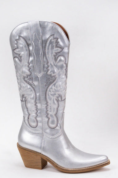 Natalie Western Boots in Silver