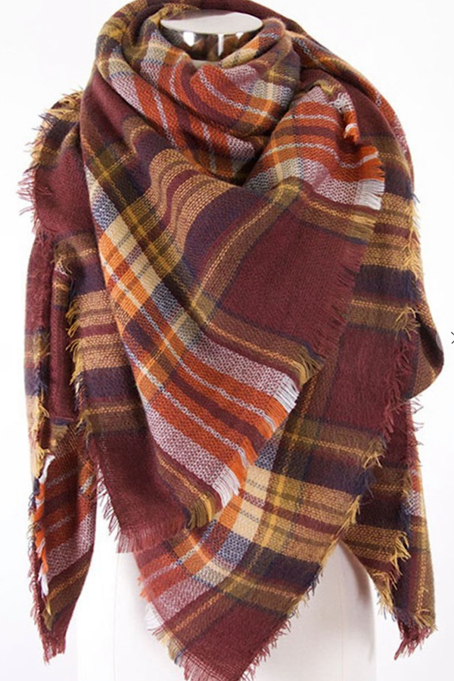 Oversized Plaid Scarf in Coffee