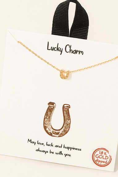 Horseshoe Lucky Charm Necklace in Gold or Silver